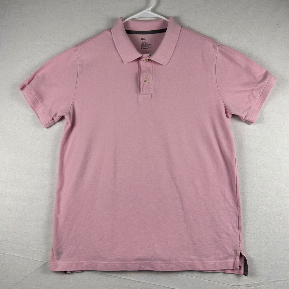 Gap Mens Large Pink Short Sleeve 100% Cotton Pique Polo Shirt RN54023